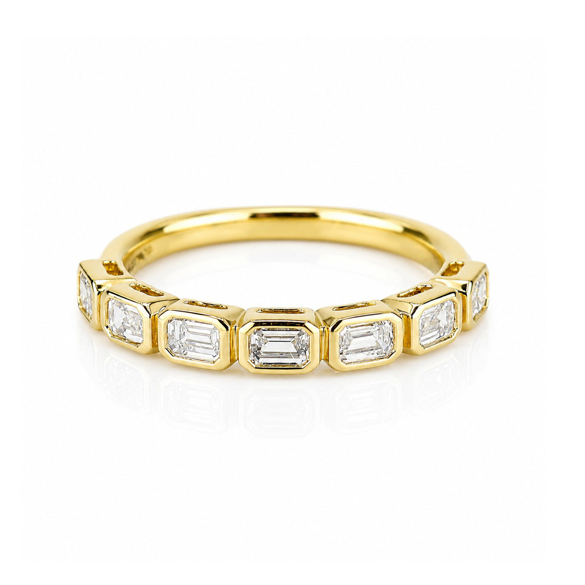9ct Gold 1.01ct Lab Grown TDW Emerald Cut Diamond Rub Set Seven Stone Half Eternity Ring