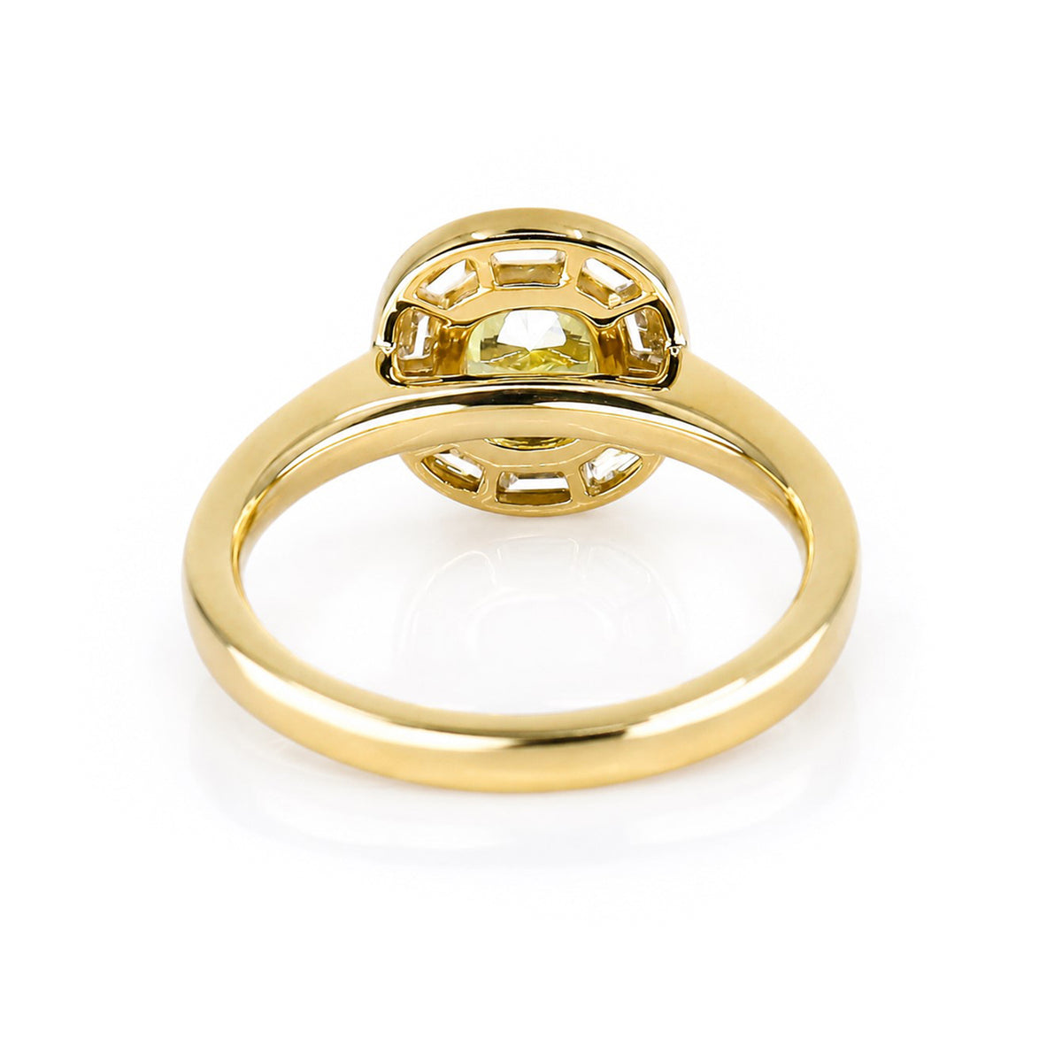 18ct Yellow Gold 1.66ct TDW Yellow Lab Grown Diamond Cushion Cut Halo Ring