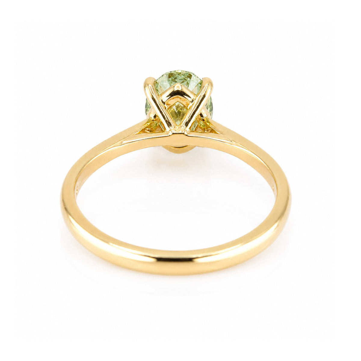 9ct Yellow Gold Green Lab Grown Diamond Oval Solitaire Ring