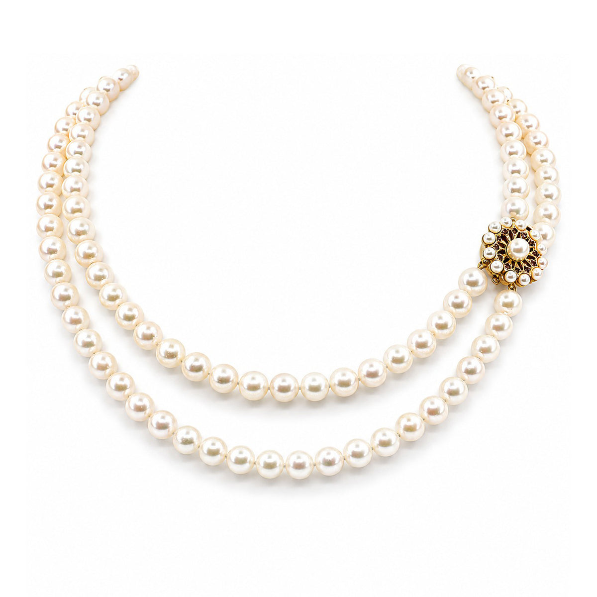 Pre-Owned Cultured Pearl Necklace 18" with 9ct Yellow Gold Clasp