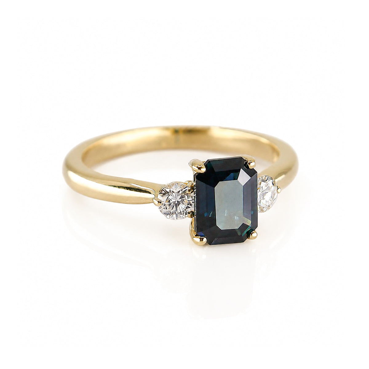 Pre-Owned 9ct Gold 1.45ct Sapphire & Diamond Three Stone Ring