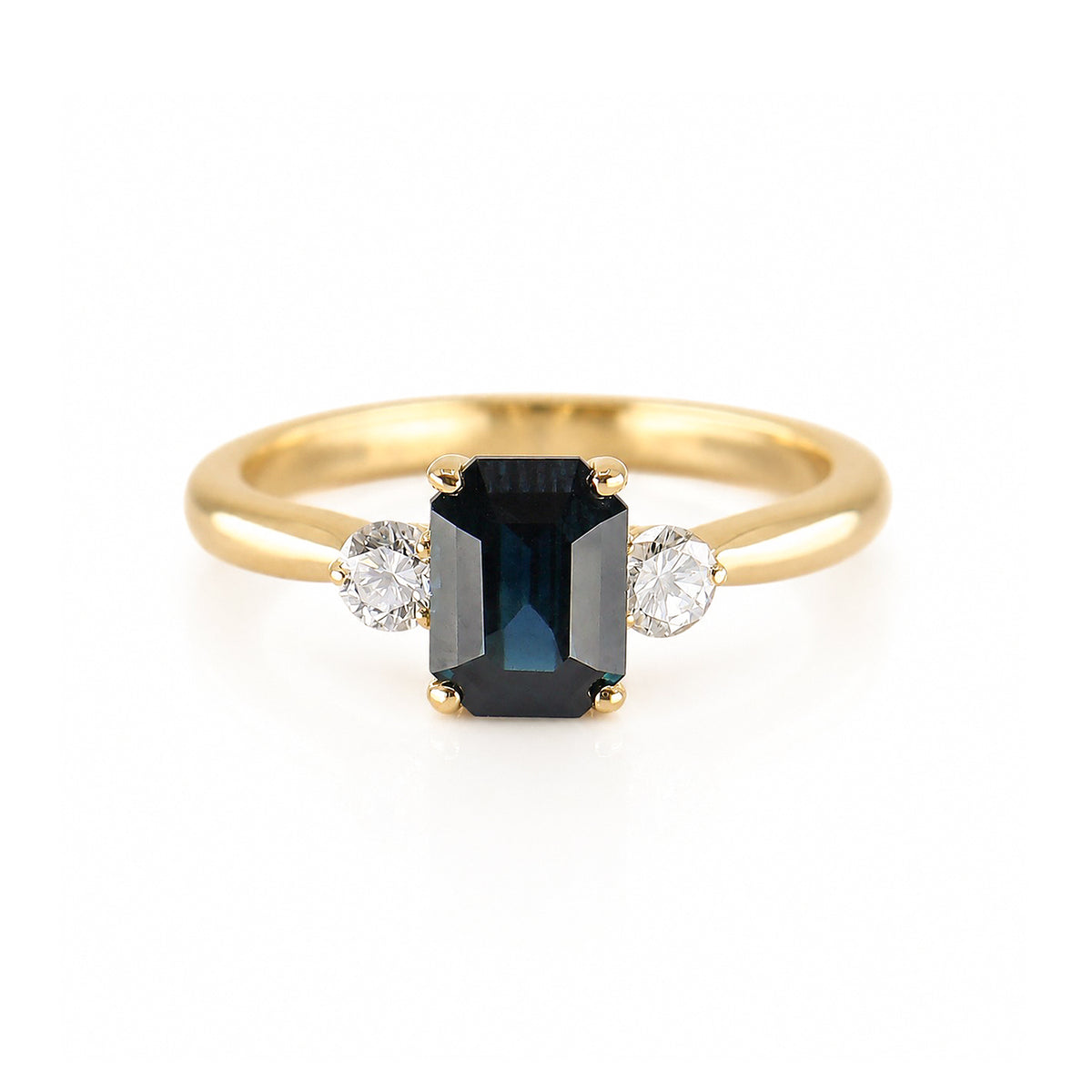 Pre-Owned 9ct Gold 1.45ct Sapphire & Diamond Three Stone Ring