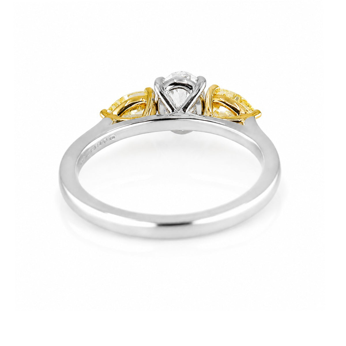 Platinum & 18ct Yellow Gold 1.29ct  White Oval Cut and Yellow Pear Cut Diamond Trilogy Ring