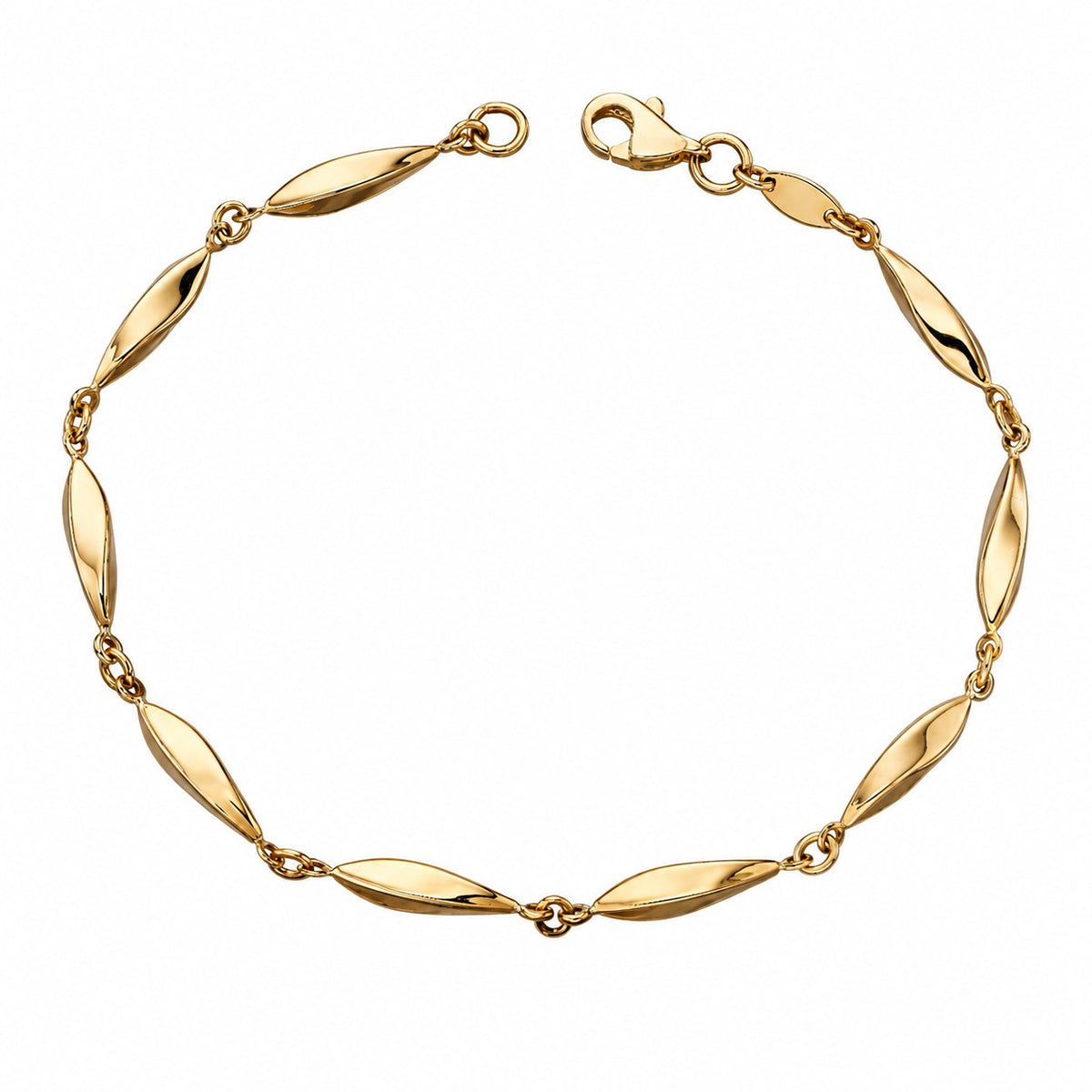 9ct Yellow Gold Marquise Link Bracelet 7''