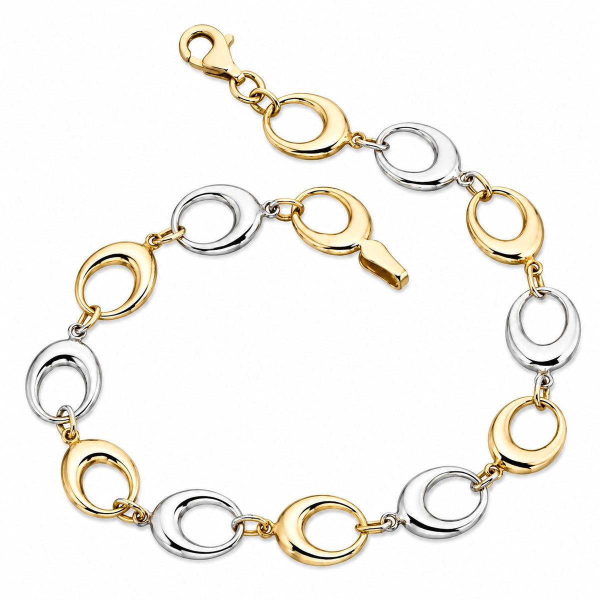 9ct 2 Colour Oval Link Bracelet