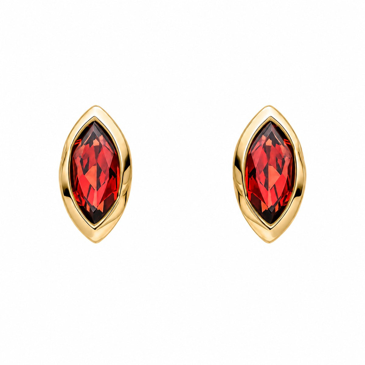 9ct Yellow Gold Marquise Garnet Stud Earrings
