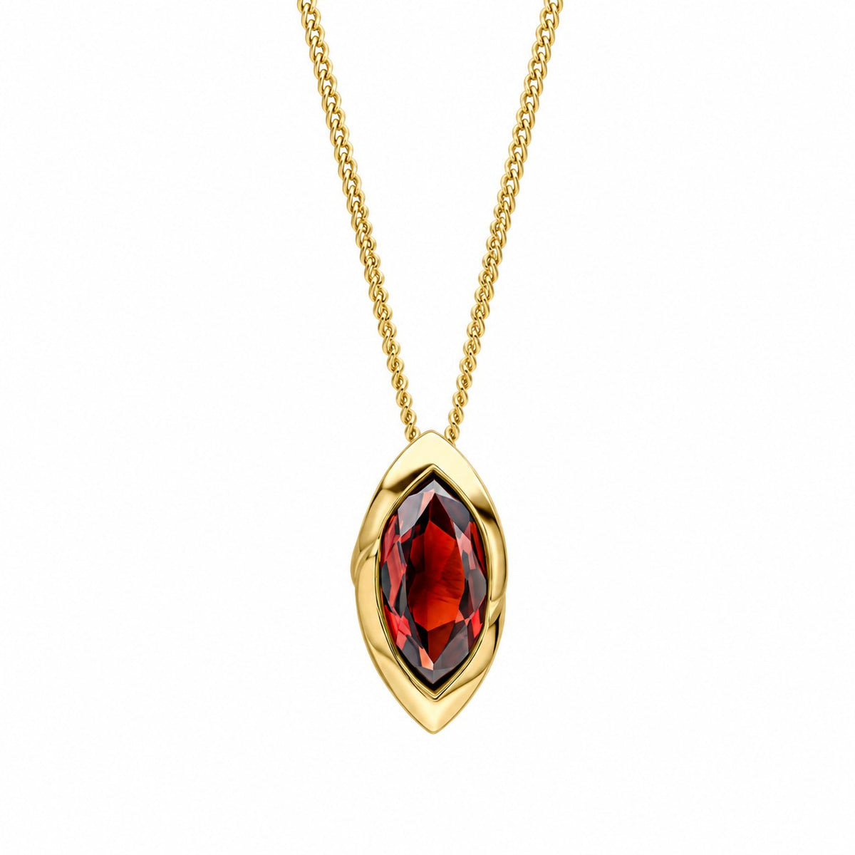 9ct Yellow Gold Marquise Garnet Necklace