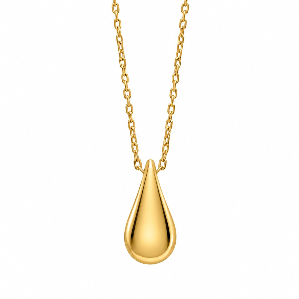 9ct Yellow Gold Plain Teardrop Necklace