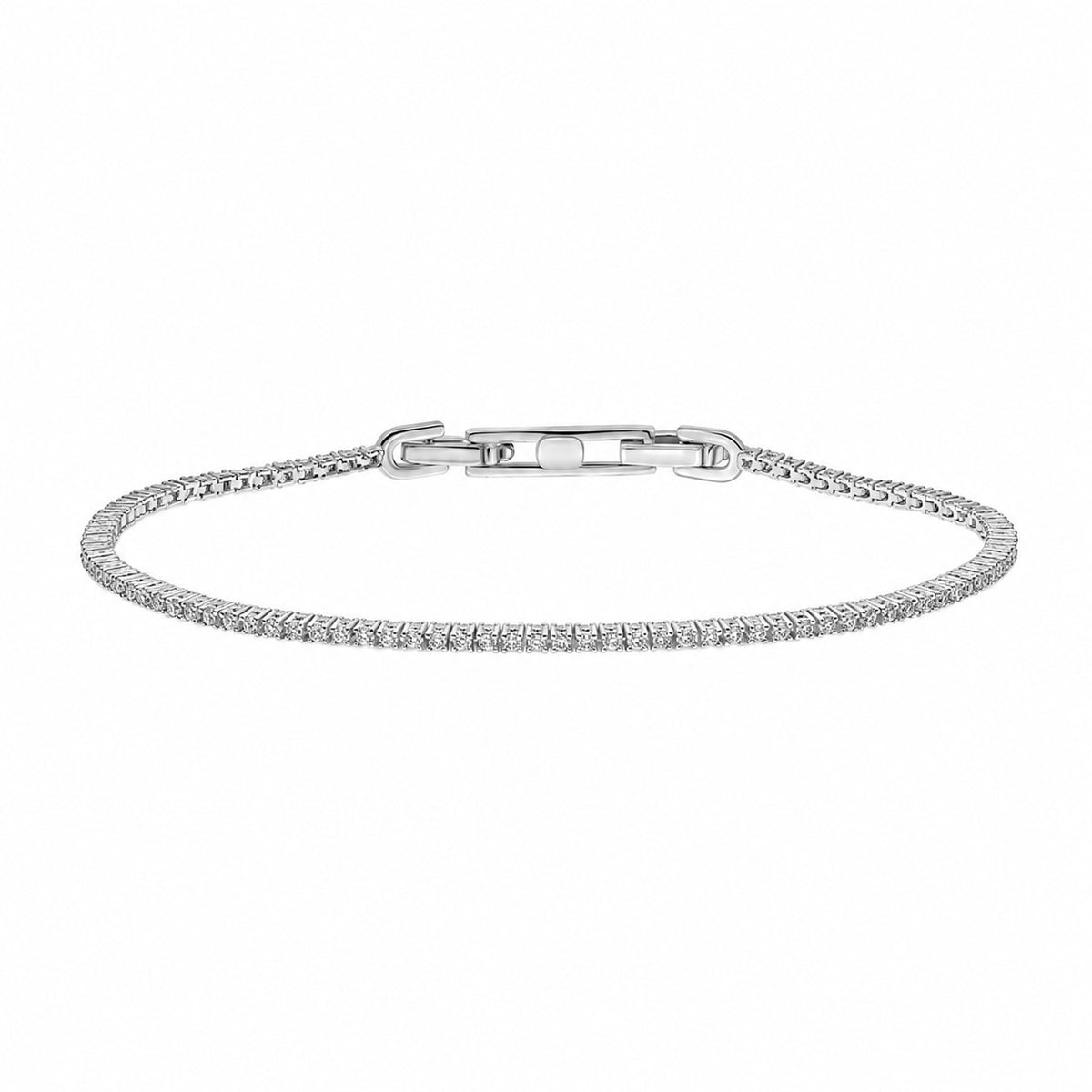 Diamonfire Sterling Silver Triple Plated Round Brilliant Cut Cubic Zirconia Claw Set Line Bracelet