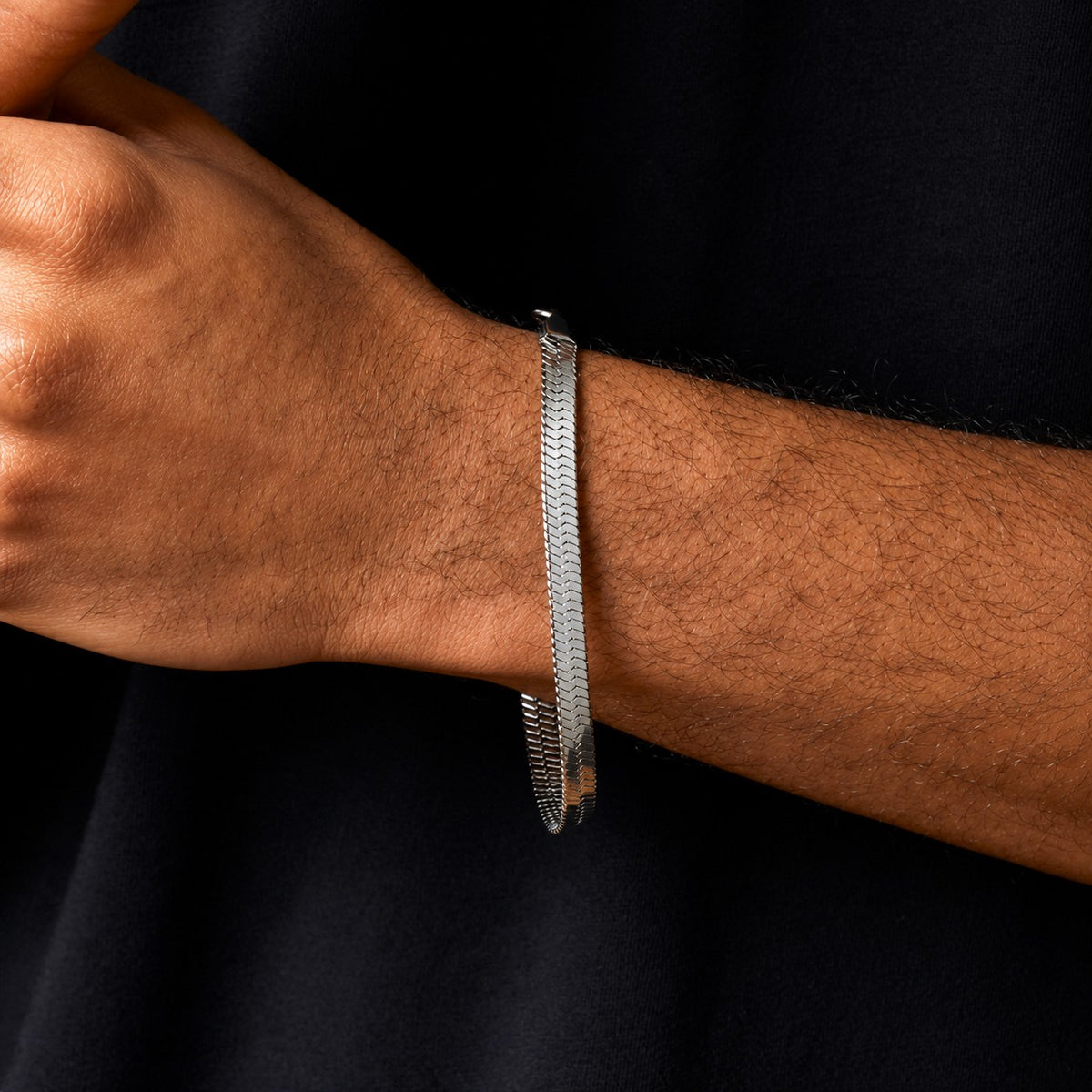 Fred Bennett Stainless Steel Herringbone Bracelet 8.5''