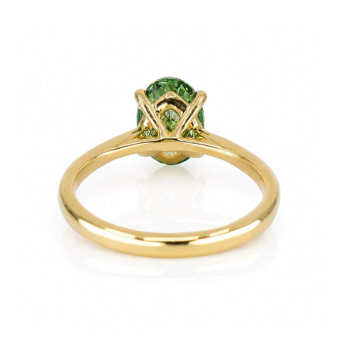 9ct Yellow Gold 1.50ct Green Lab Grown Diamond Certificated Oval Cut Solitaire Ring