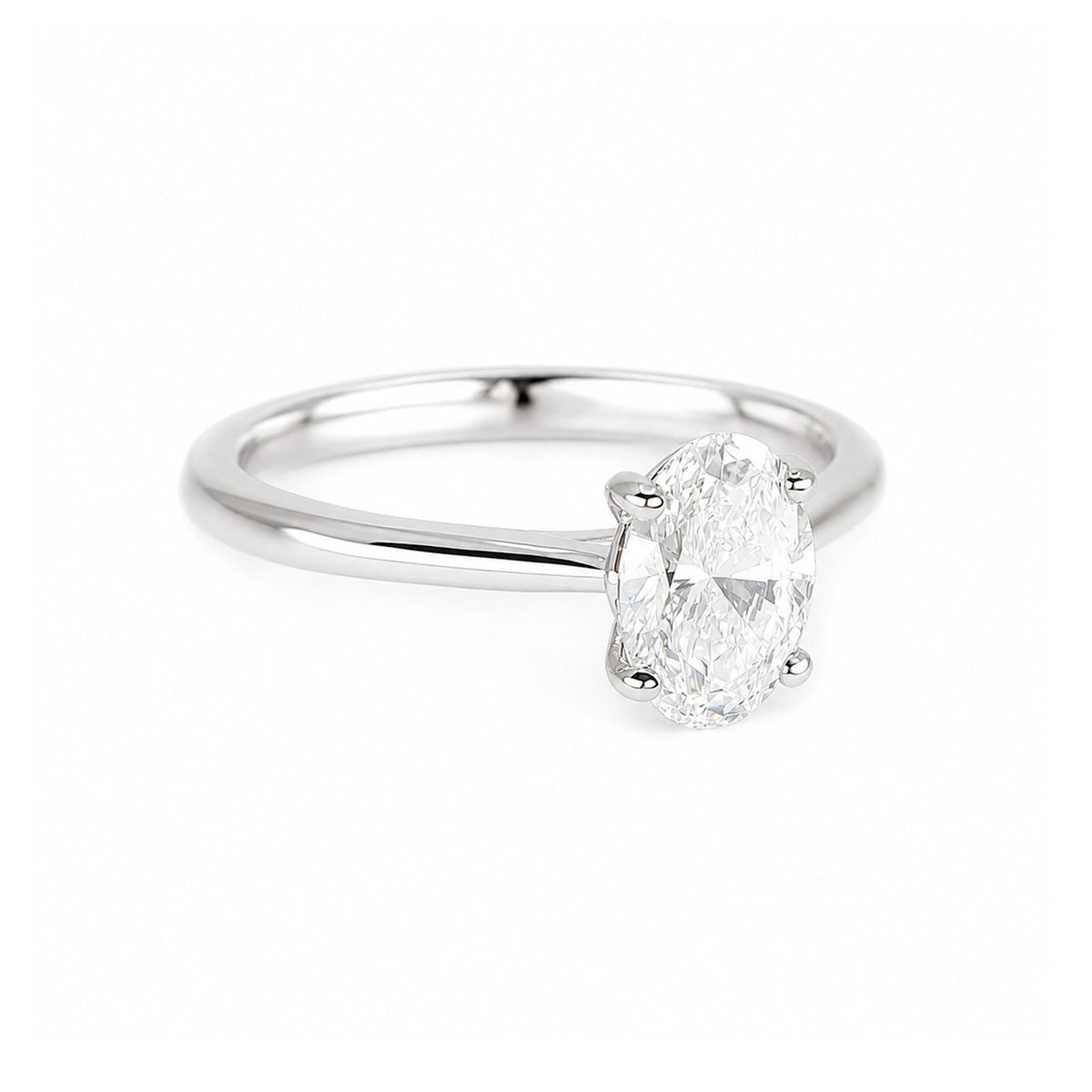9ct White Gold 1.00ct Lab Grown Diamond Certificated Oval Cut Solitaire Ring