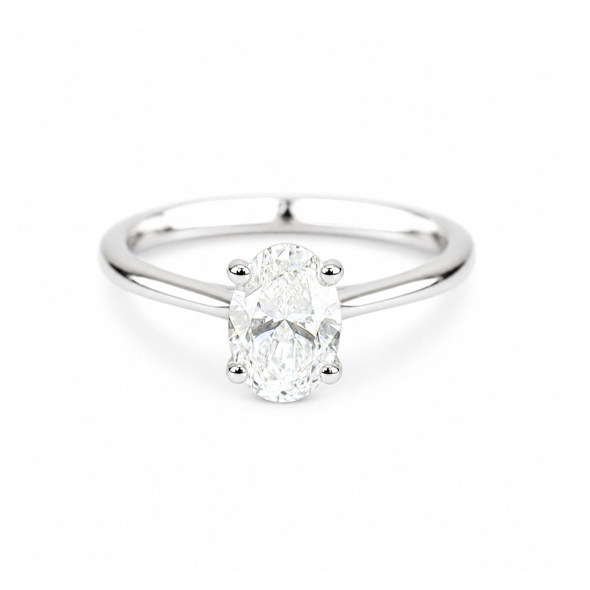 9ct White Gold 1.00ct Lab Grown Diamond Certificated Oval Cut Solitaire Ring