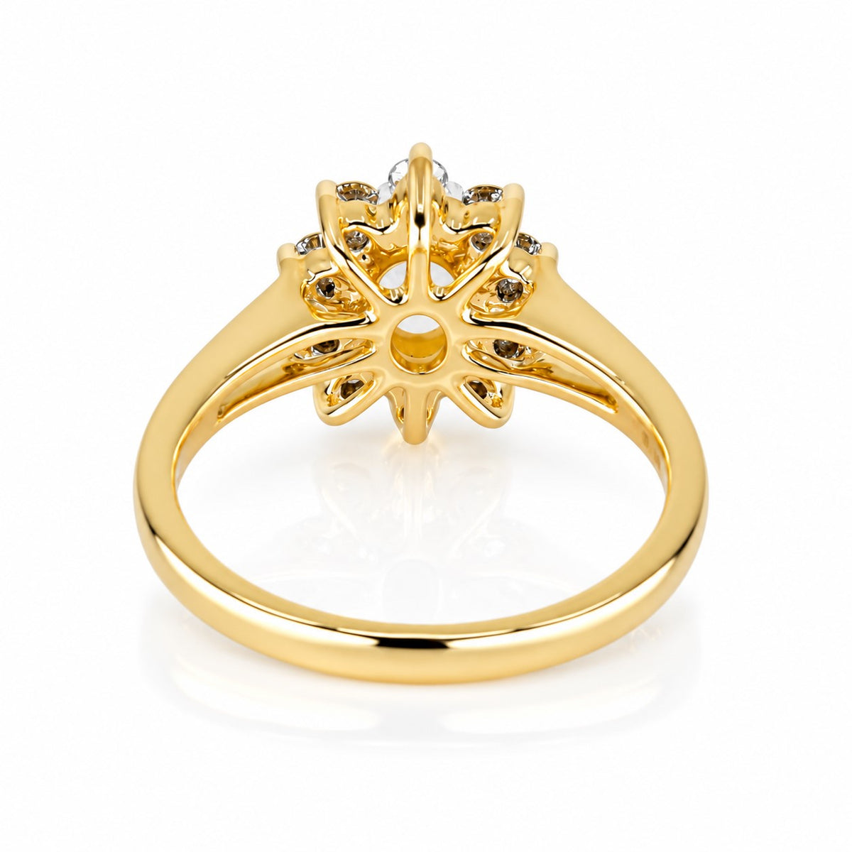 Pre-Owned 9ct Gold Oval Opal & Round Brilliant Cut Diamond Claw Set Cluster Ring