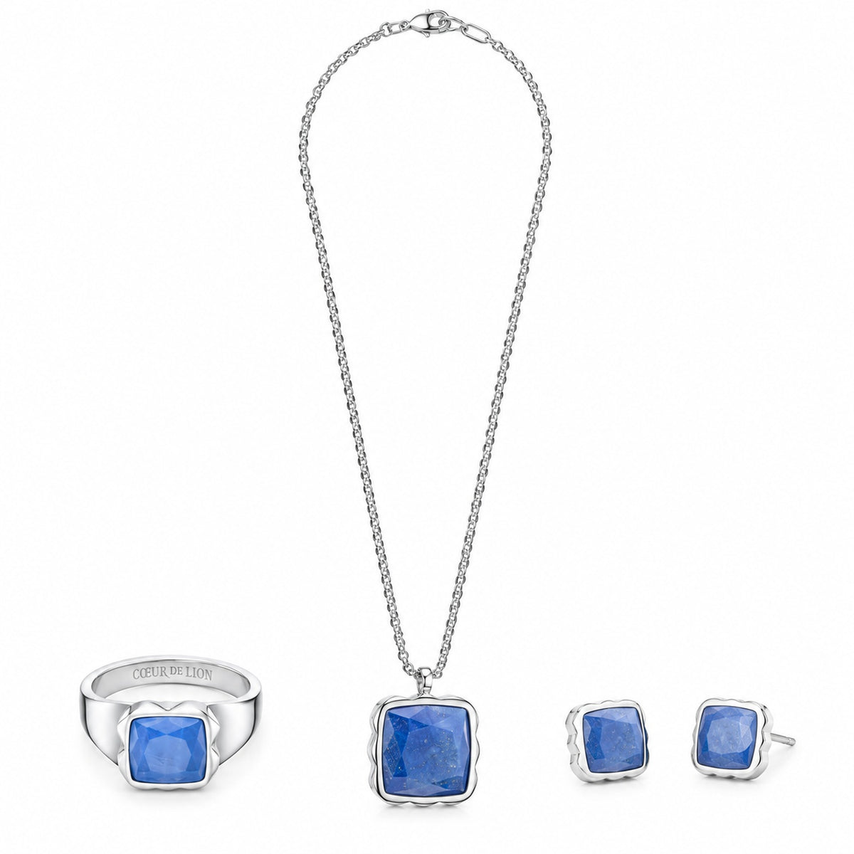 Coeur De Lion Spikes Square Aventurine silver-blue Earrings