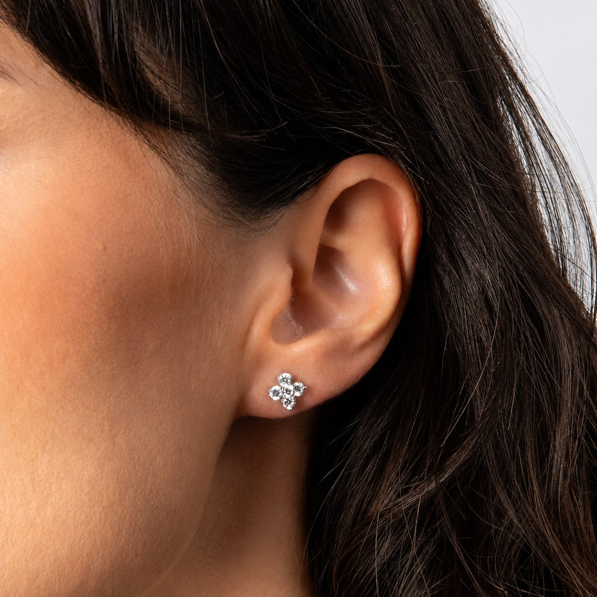 Diamonfire Sterling Silver Cubic Zirconia Cluster Flower Stud Earrings