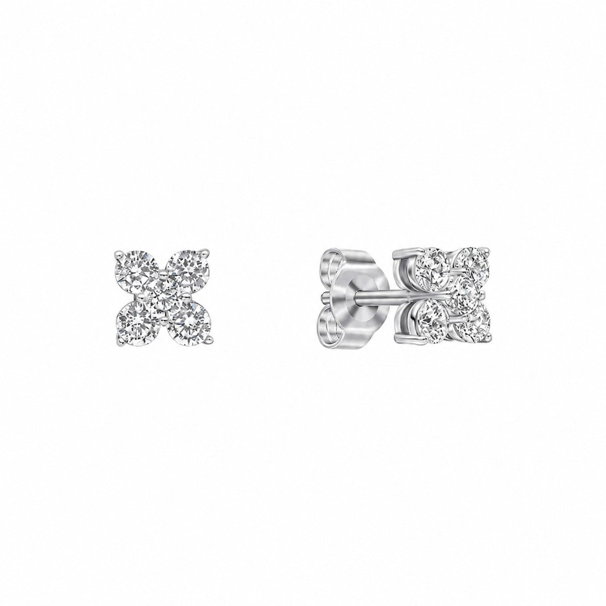 Diamonfire Sterling Silver Cubic Zirconia Cluster Flower Stud Earrings
