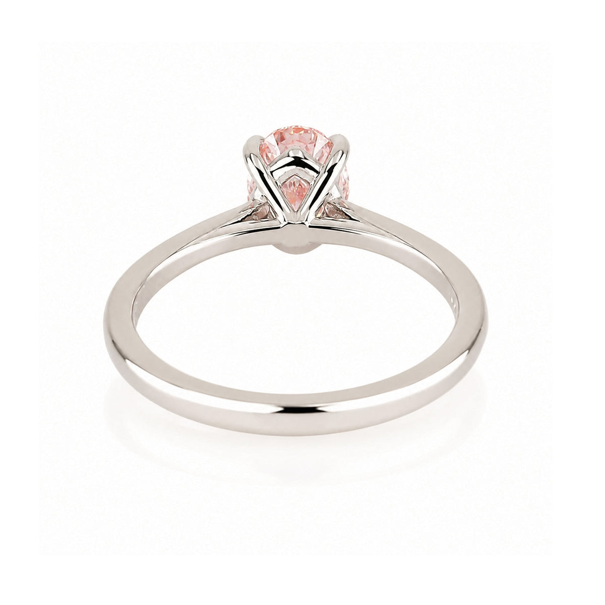 9ct White Gold 1.00ct Pink Lab Grown Diamond Certificated Oval Cut Solitaire Ring