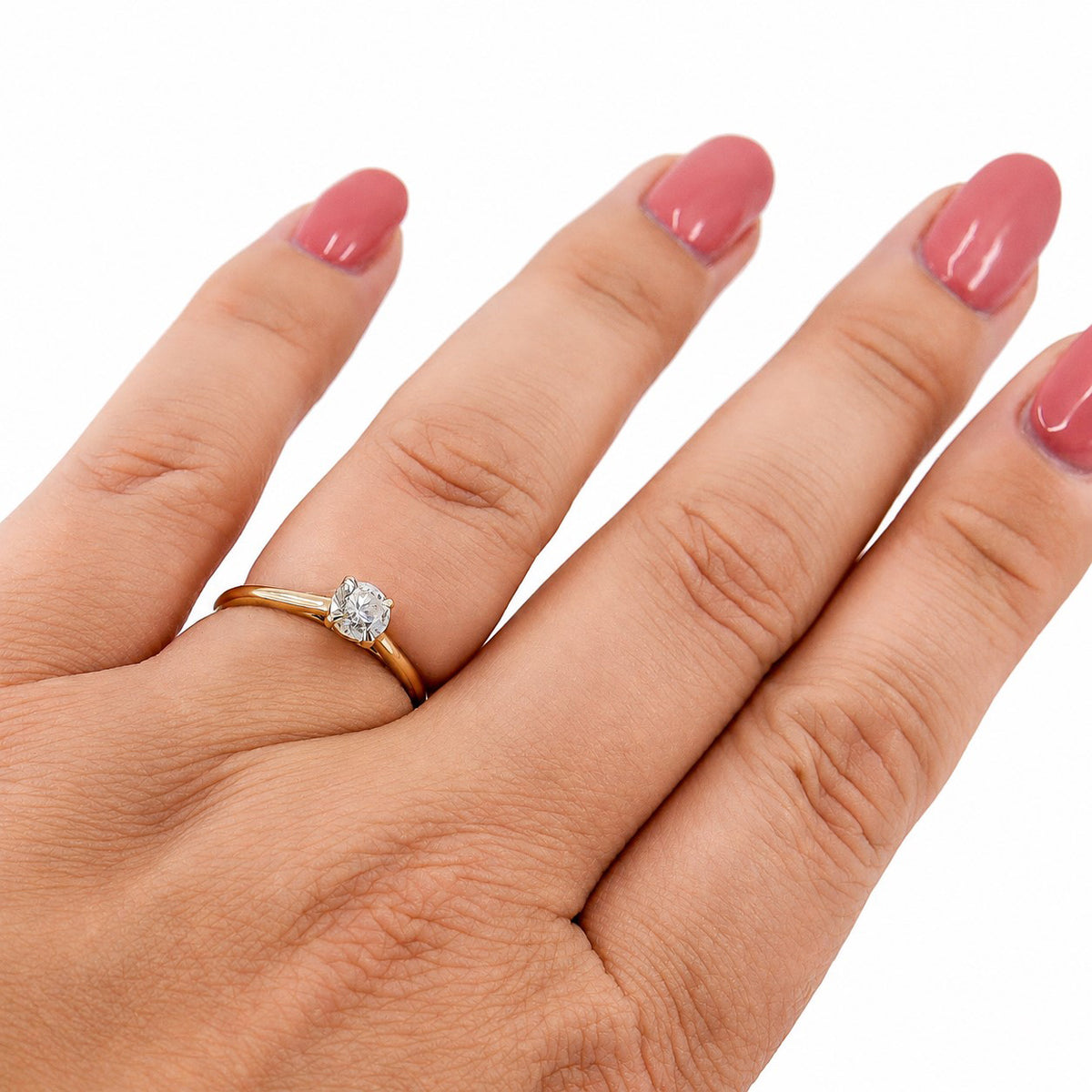 Pre-Owned 9ct Yellow Gold 0.60ct Round Brilliant Cut Diamond Four Claw Solitaire Ring