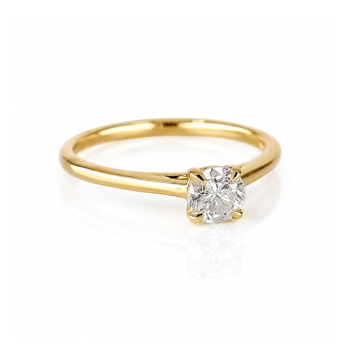 Pre-Owned 9ct Yellow Gold 0.60ct Round Brilliant Cut Diamond Four Claw Solitaire Ring