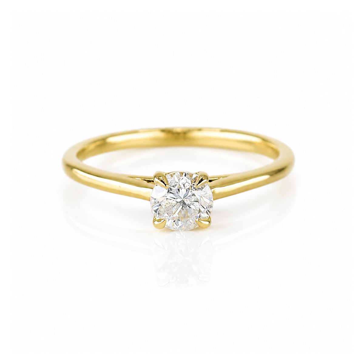 Pre-Owned 9ct Yellow Gold 0.60ct Round Brilliant Cut Diamond Four Claw Solitaire Ring