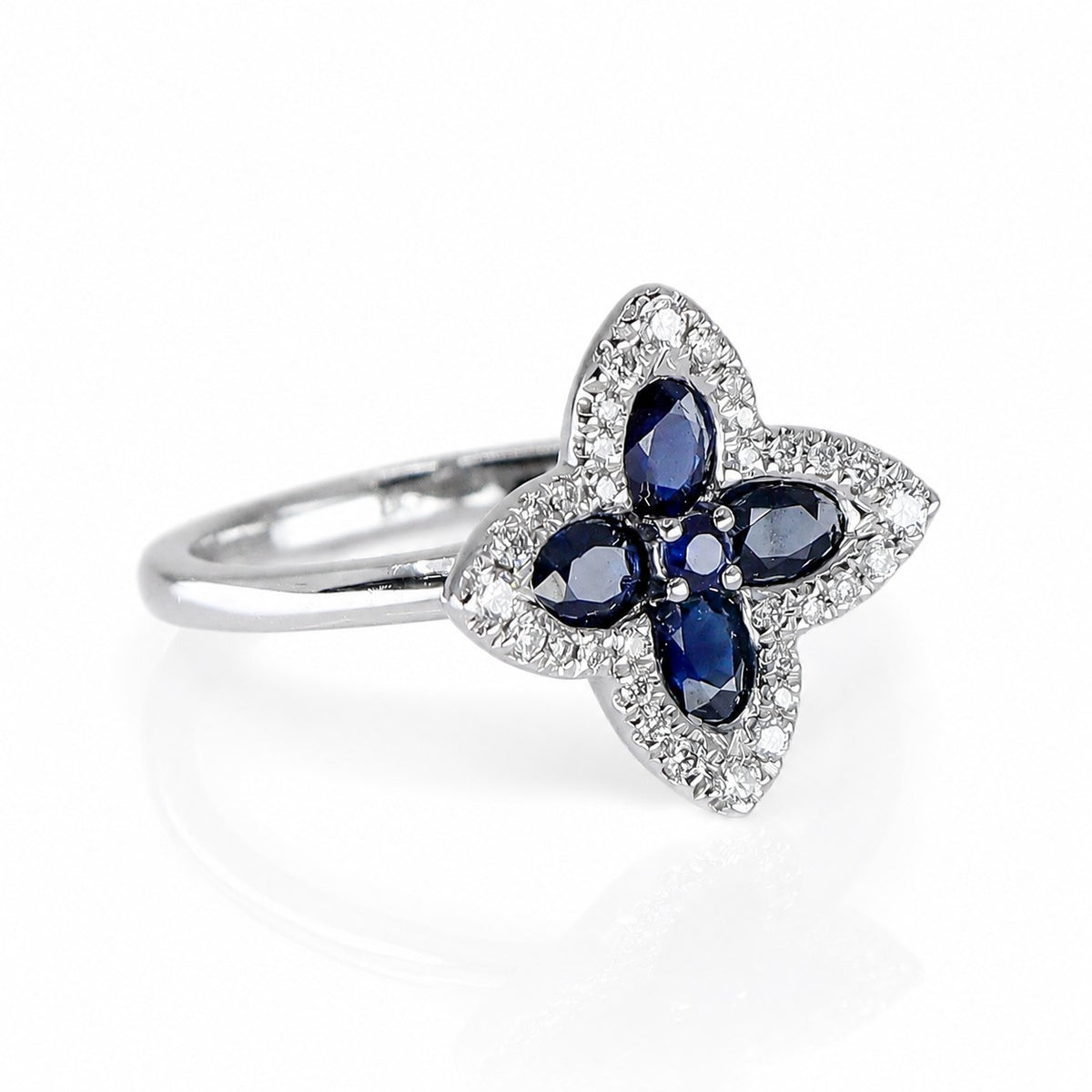 Pre-Owned Platinum Oval Sapphire & Round Diamond Fancy Cluster Ring