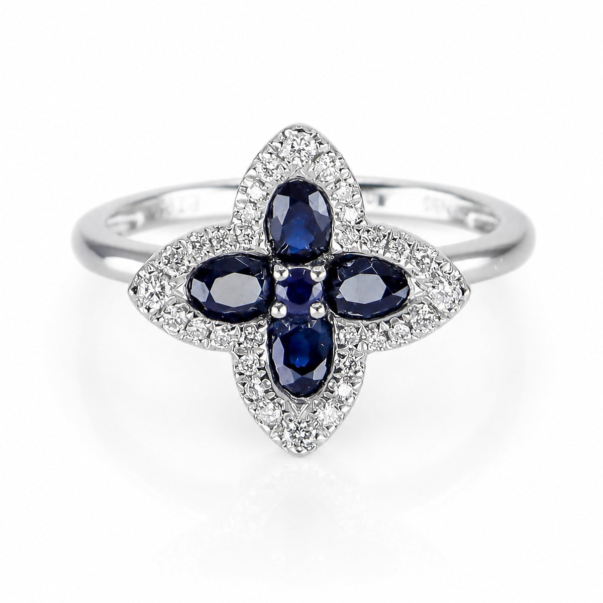 Pre-Owned Platinum Oval Sapphire & Round Diamond Fancy Cluster Ring