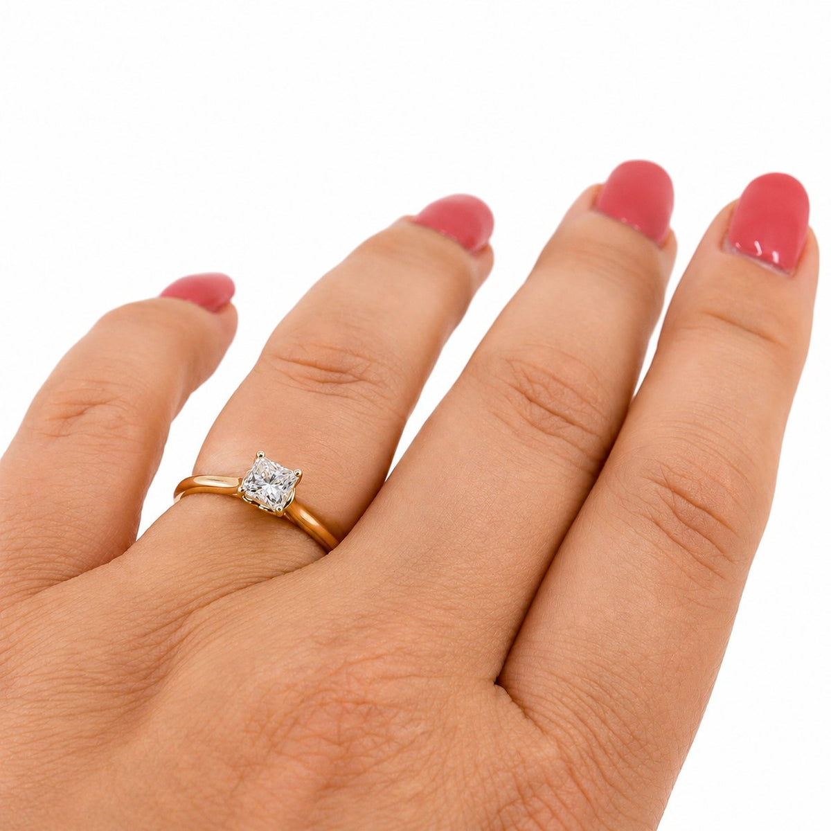 Pre-Owned 9ct Yellow Gold 0.70ct Princess Cut Diamond Four Claw Solitaire Ring