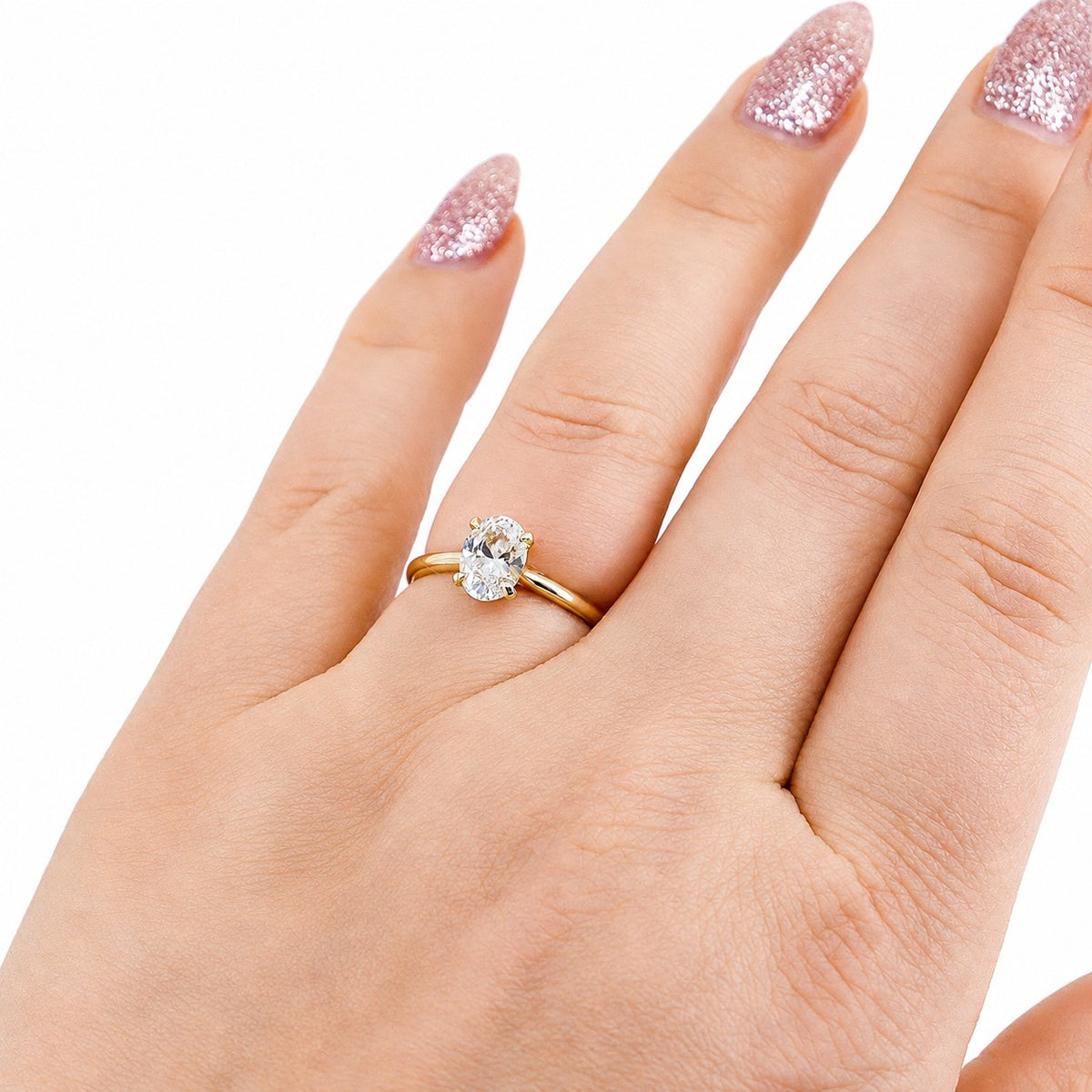 9ct Yellow Gold 1.00ct Lab Grown Diamond Certificated Oval Cut Solitaire Ring