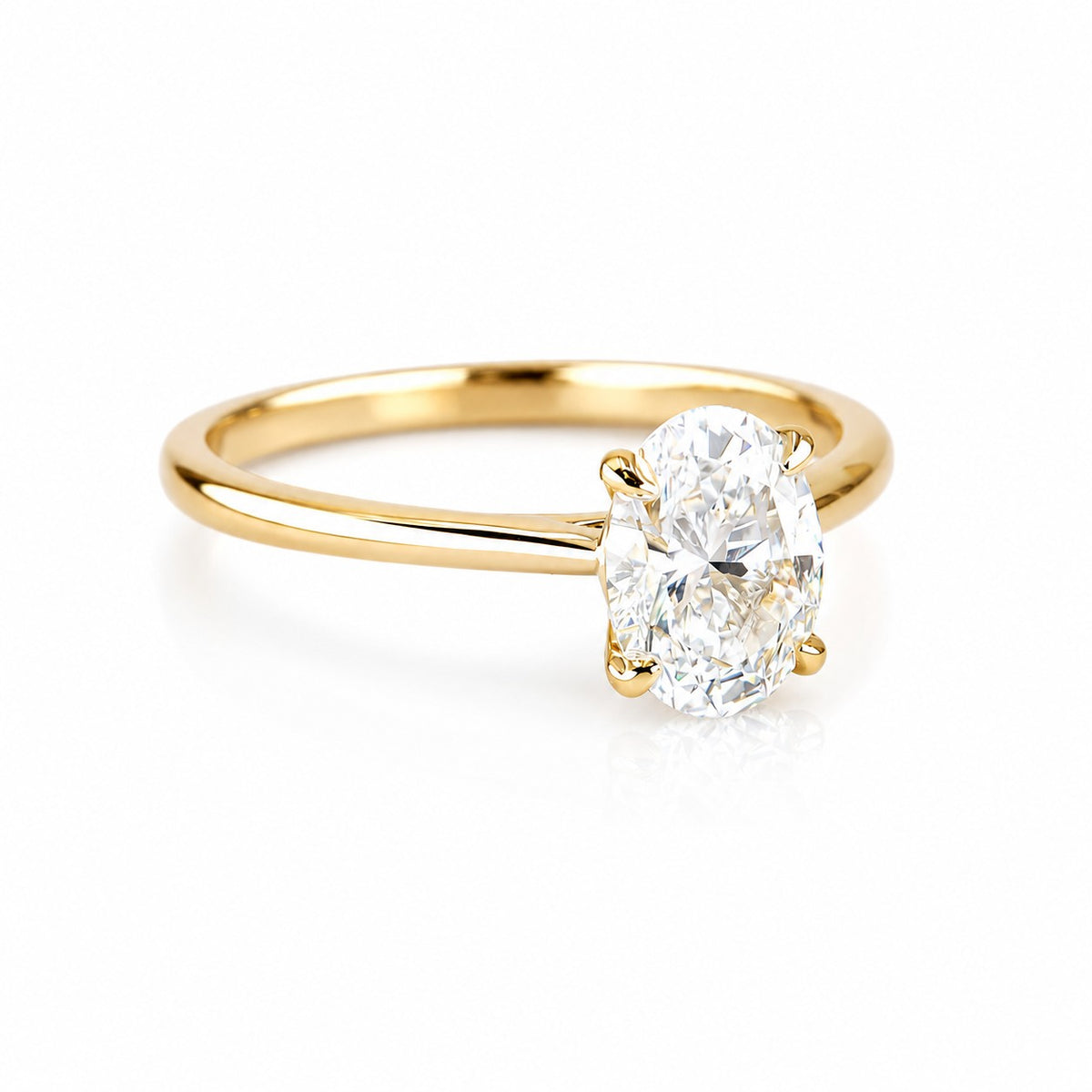 9ct Yellow Gold 1.00ct Lab Grown Diamond Certificated Oval Cut Solitaire Ring