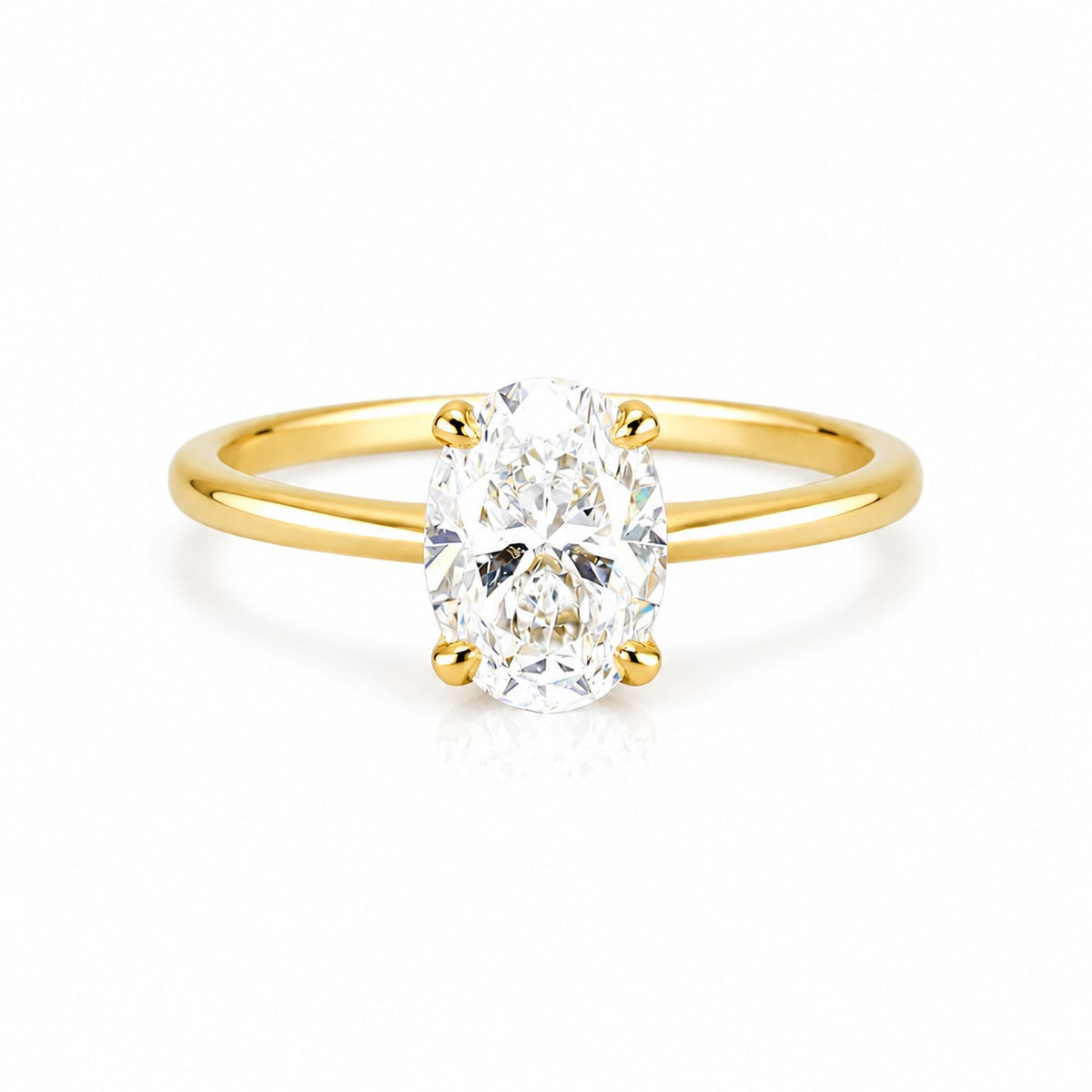 9ct Yellow Gold 1.00ct Lab Grown Diamond Certificated Oval Cut Solitaire Ring