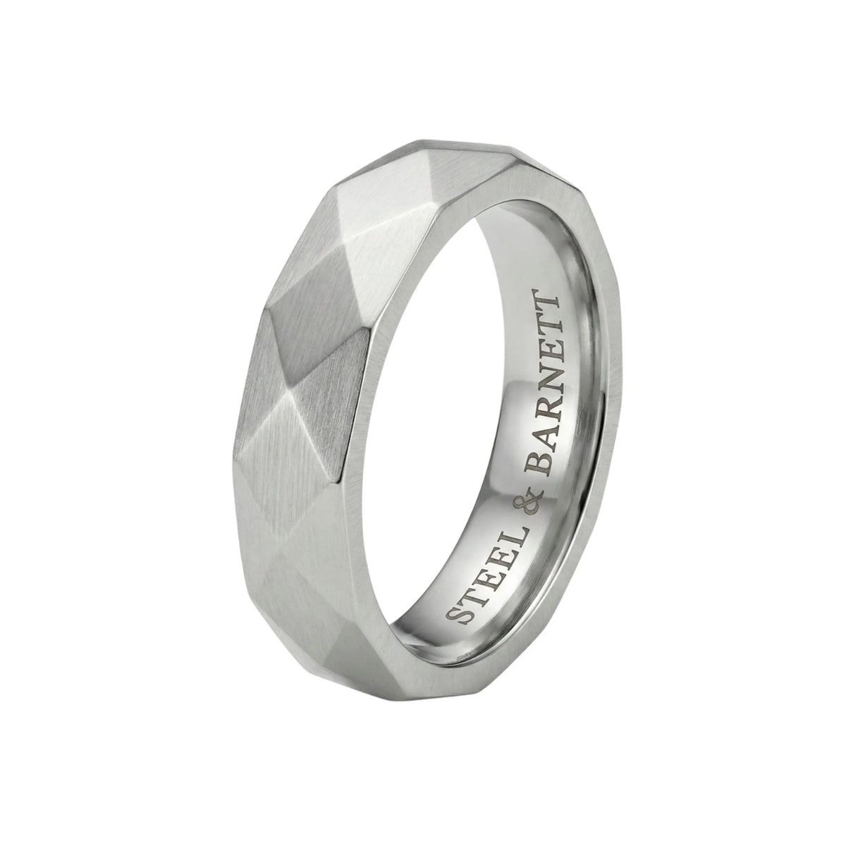 Steel & Barnett Stainless Steel Wide Facet Band - Medium (Size T)