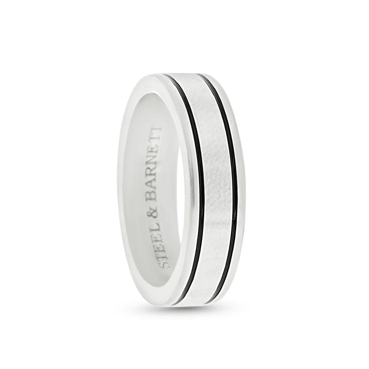 Steel & Barnett Stainless Steel Band with Dual Black Enamel Inlay - Medium