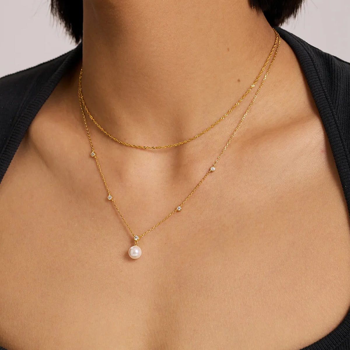 Ania Haie Rub Set Station Chain with Shell Pearl Pendant