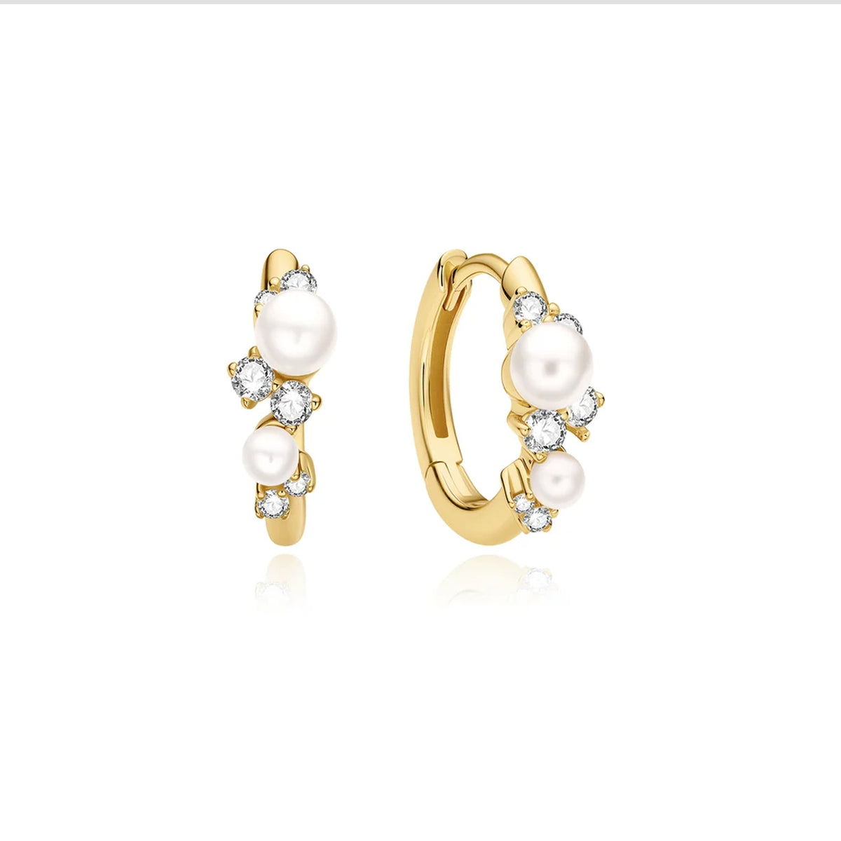 Ania Haie Shell Pearl Cluster Huggie Hoop Earrings