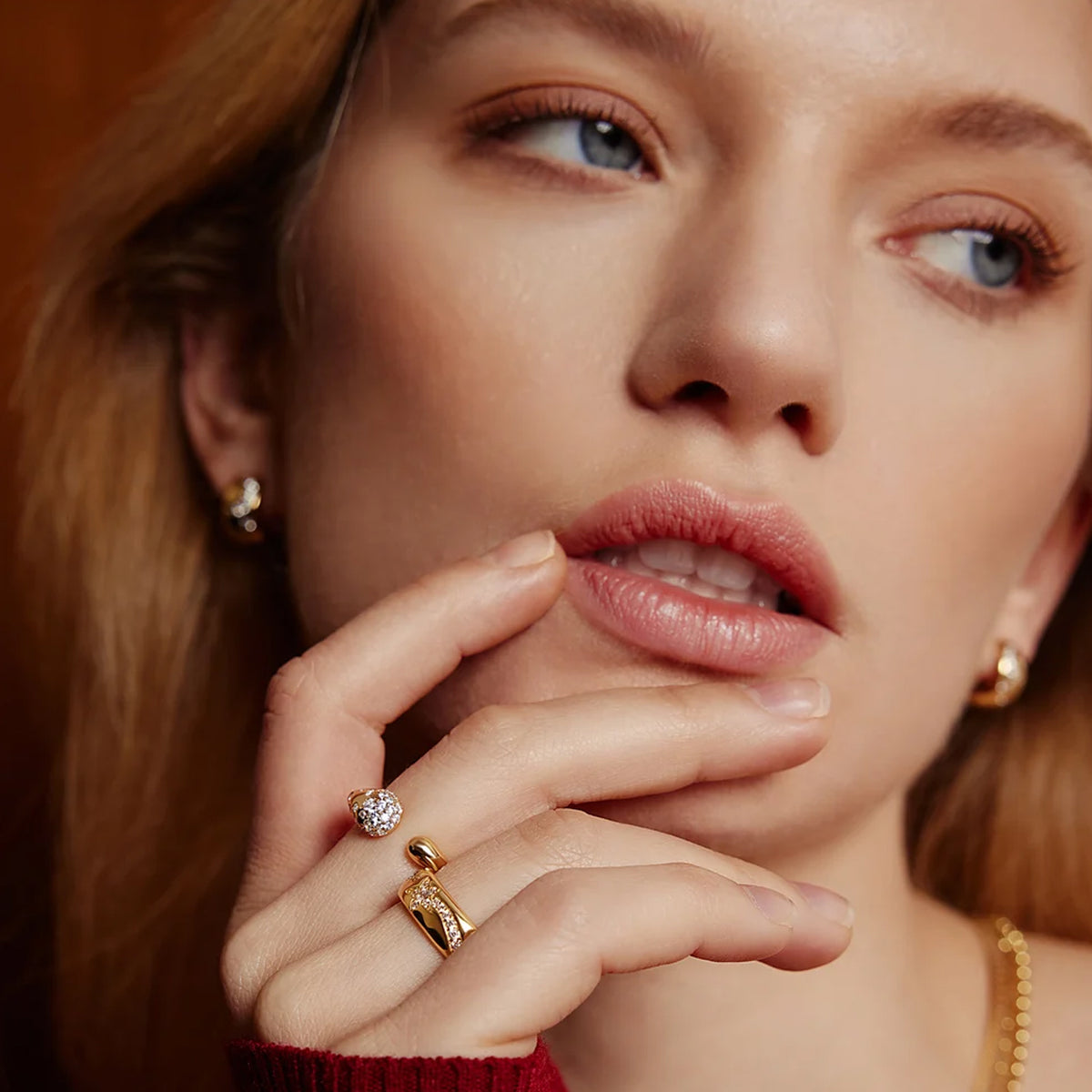 Ania Haie Sparkling Sculptural Crossover Adjustable Ring