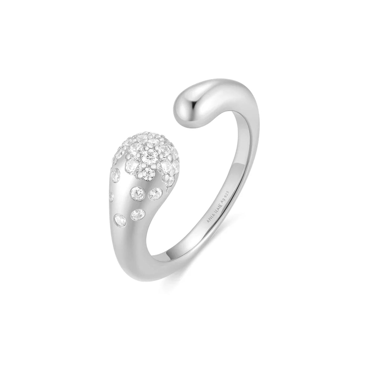 Ania Haie Sparkling Sculptural Crossover Adjustable Ring - Silver
