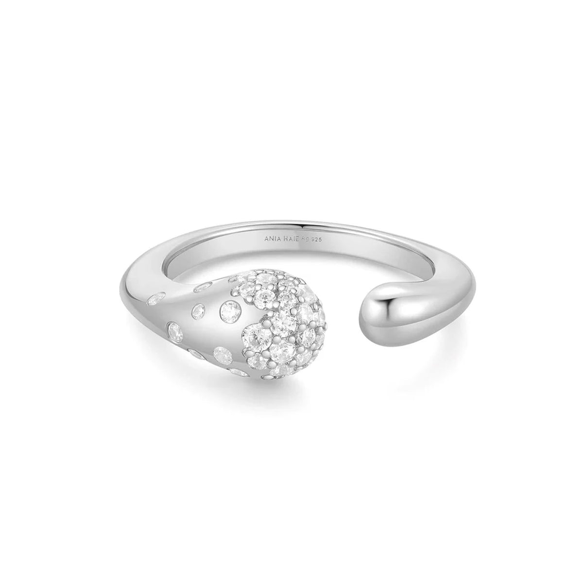 Ania Haie Sparkling Sculptural Crossover Adjustable Ring - Silver