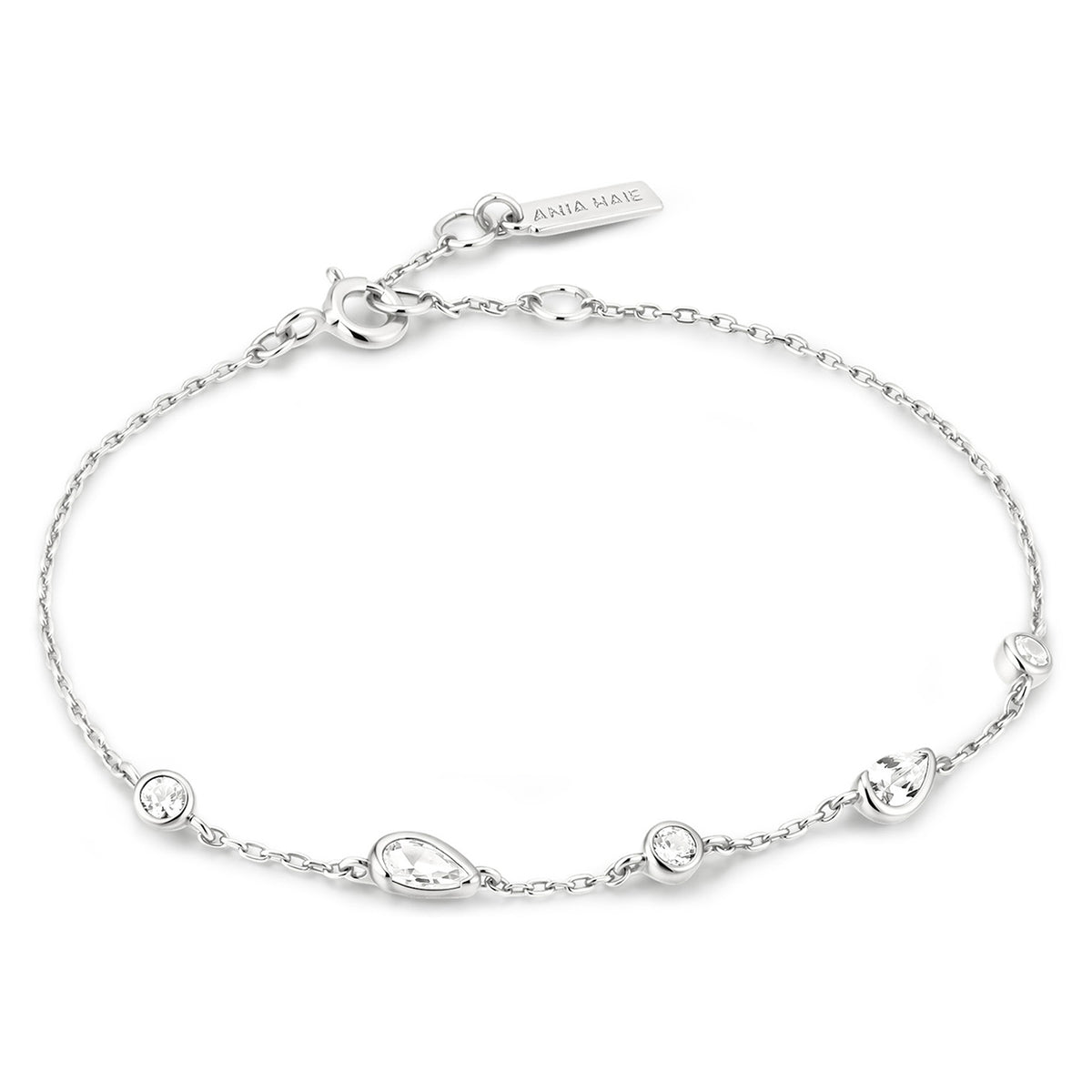 Ania Haie Round & Teardrop Bezel Station Bracelet - Silver
