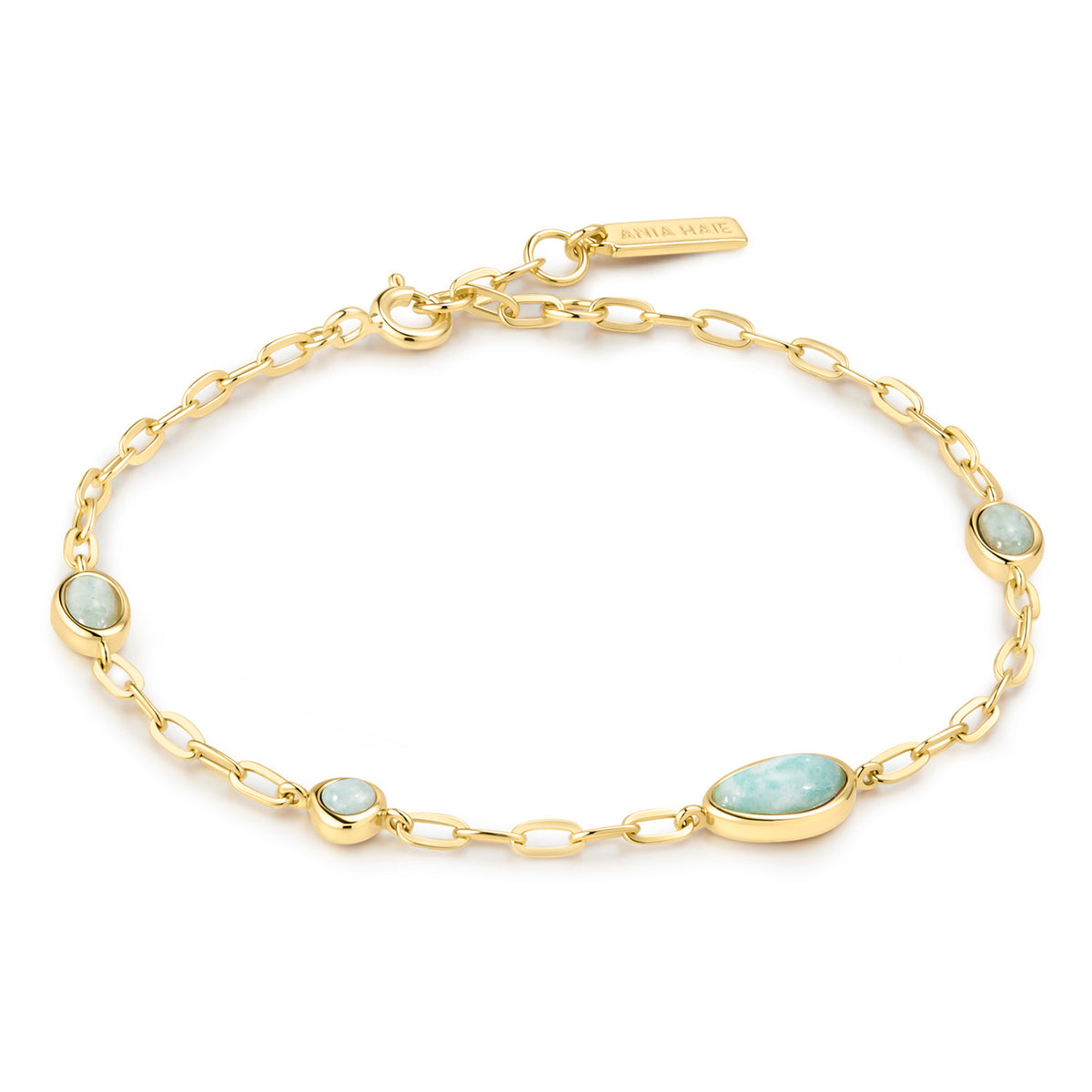 Ania Haie Rubset Amazonite Organic Dome Pebble Station Bracelet - Gold