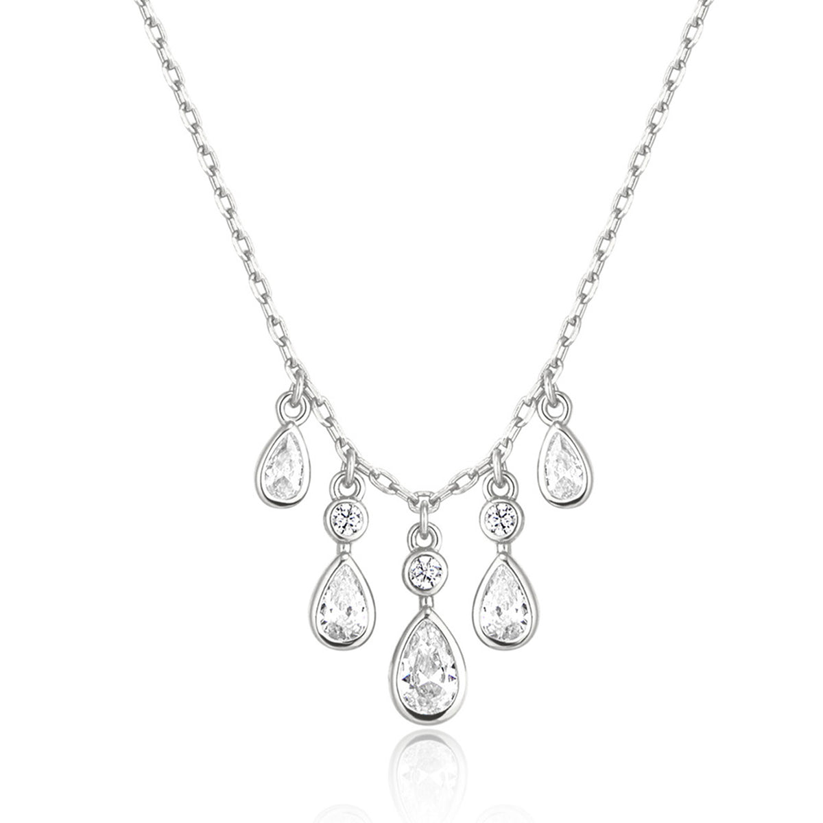 Ania Haie Rub Set Teardrop Cascade Necklace - Silver