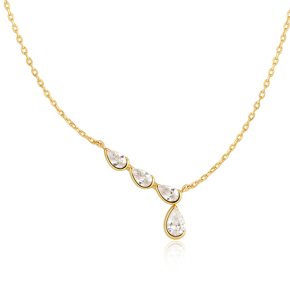 Ania Haie Half-Rub Set Angled & Dangle Teardrop Necklace - Gold