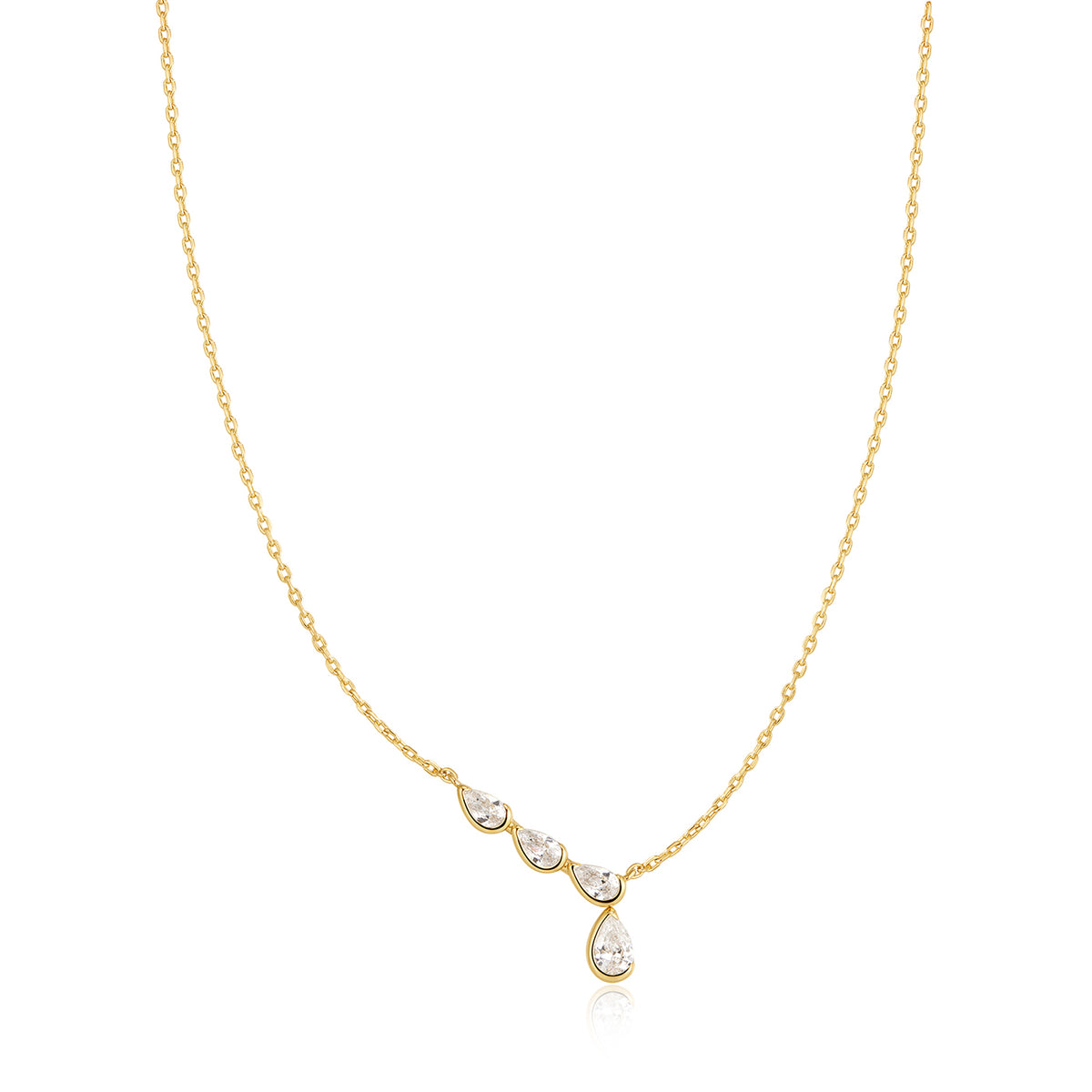 Ania Haie Half-Rub Set Angled & Dangle Teardrop Necklace - Gold