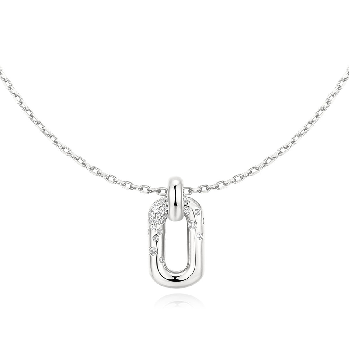Ania Haie Sparkling Oval Hoop Pendant - Silver
