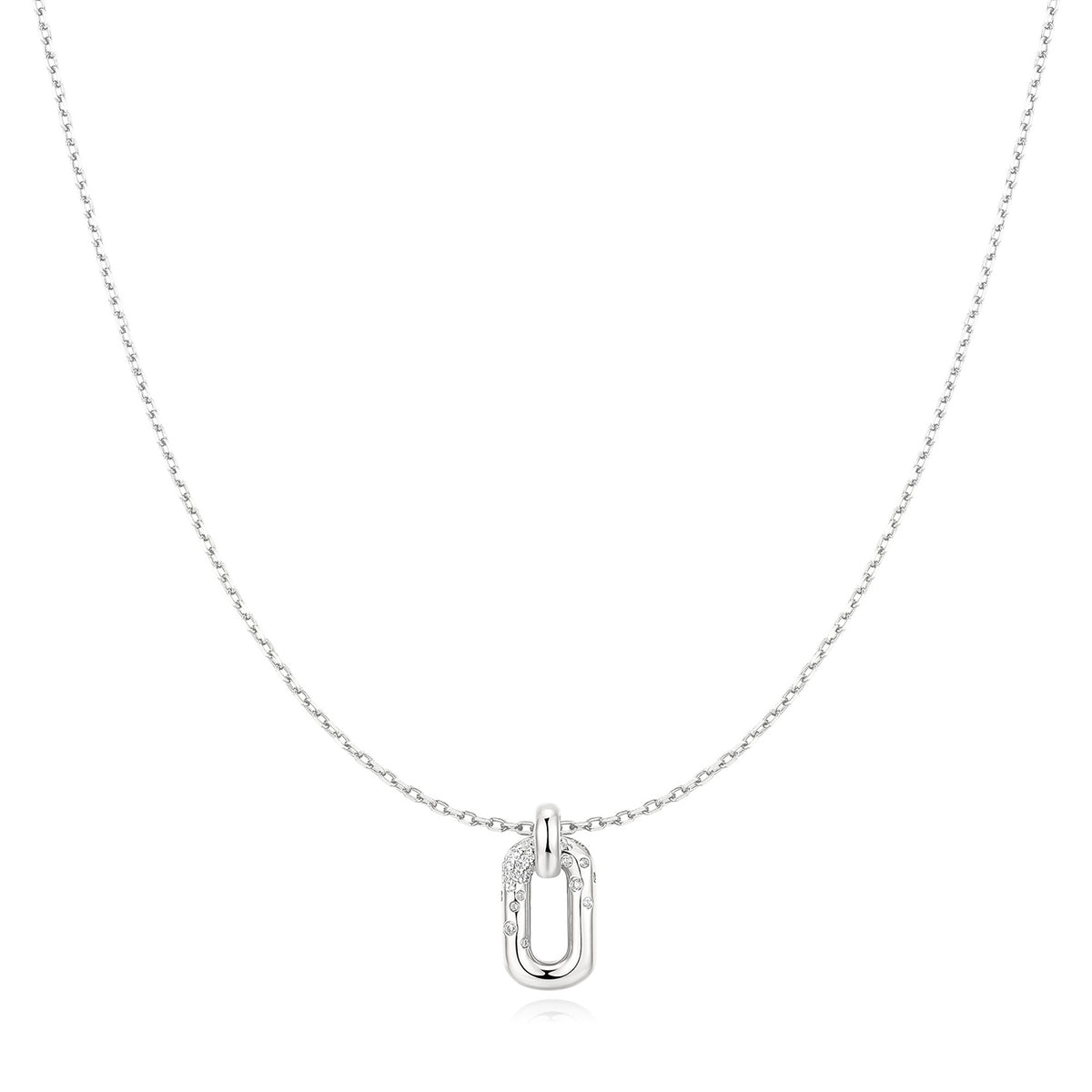 Ania Haie Sparkling Oval Hoop Pendant - Silver