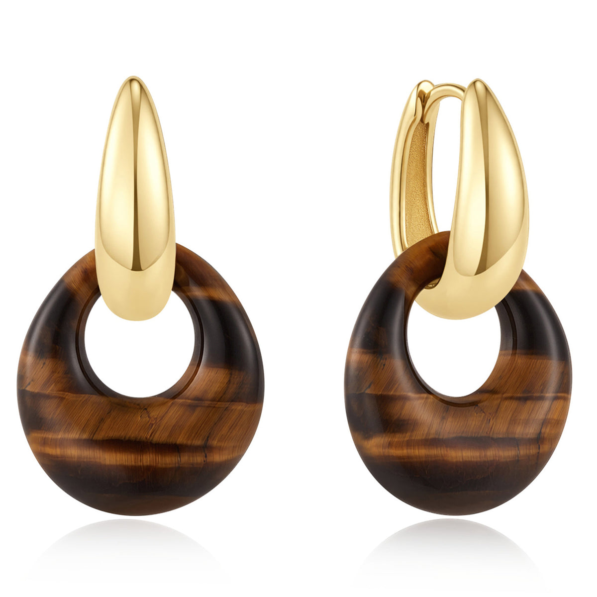 Ania Haie Tiger’s Eye Organic Pebble Drop Earrings - Gold