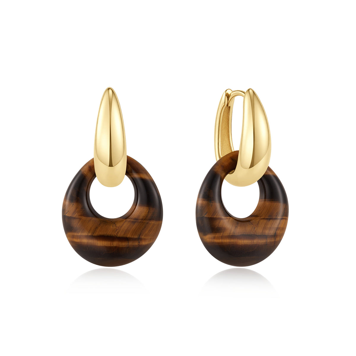 Ania Haie Tiger’s Eye Organic Pebble Drop Earrings - Gold