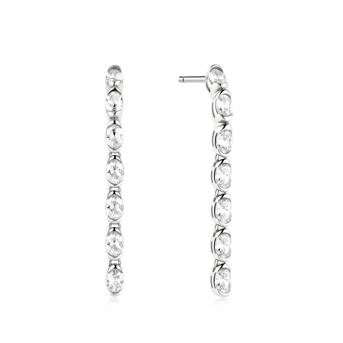 Ania Haie Rub Set Oval Linear Dangle Drop Earrings - Silver