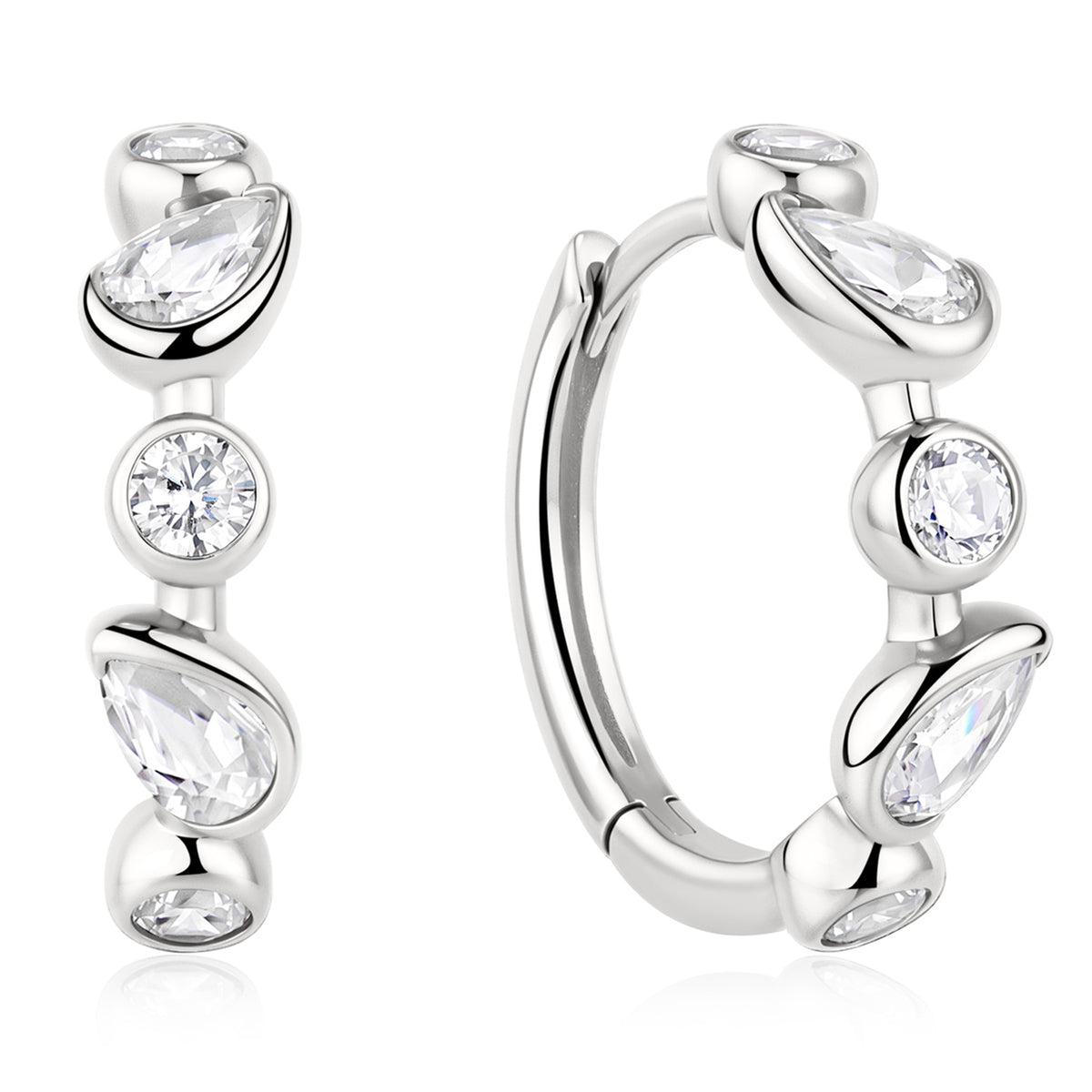 Ania Haie Rub Set Round & Teardrop Huggie Hoop Earrings - Silver