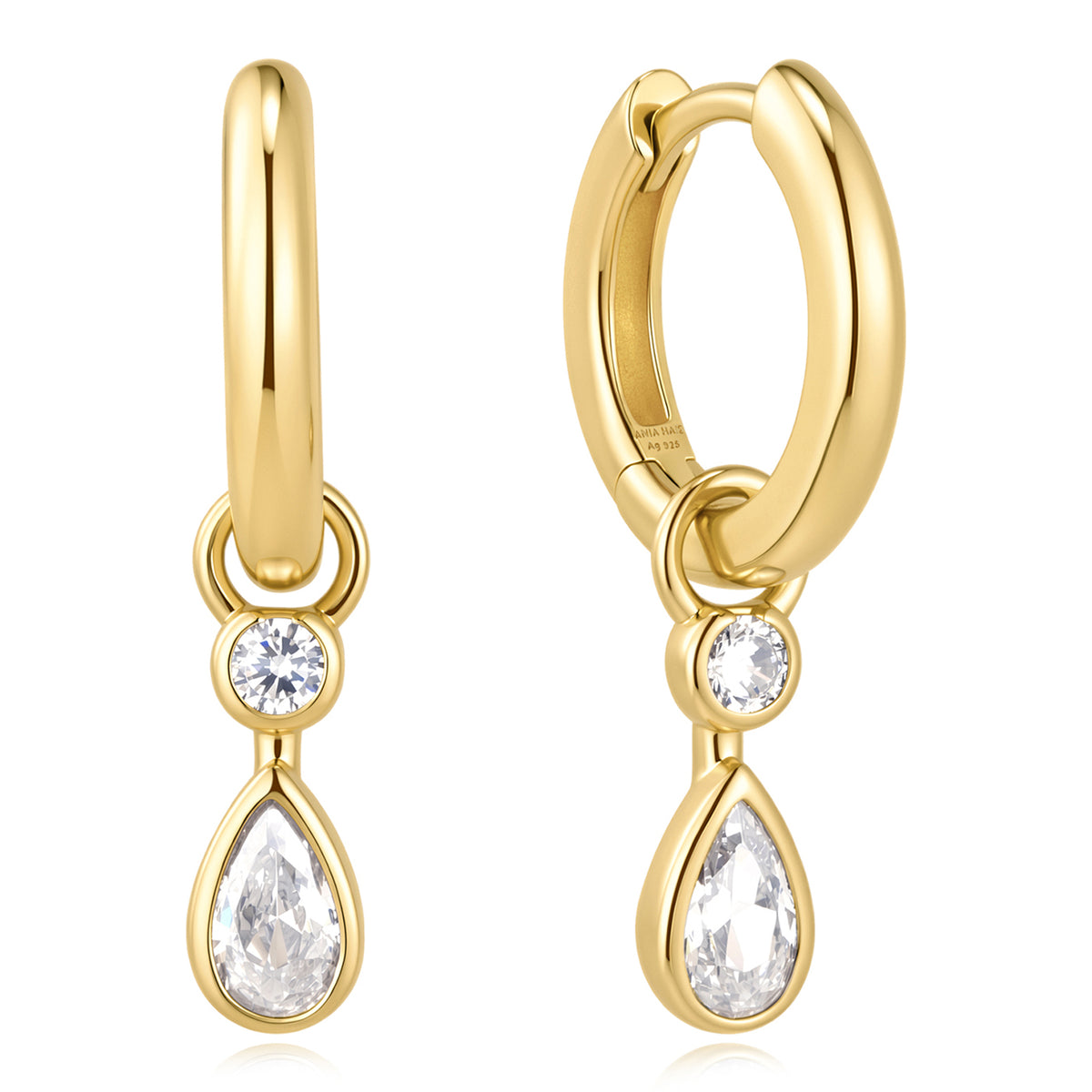 Ania Haie Dangling Rub Set Teardrop Huggie Hoop Earrings - Gold